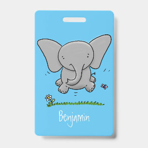 Crachá Ilustração de desenho animado de adorável elefante