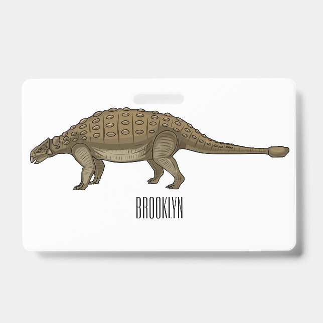 Crachá Ilustração de desenho animado de Ankylosaurus (Frente)