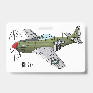 Crachá Ilustração de desenho animado de avião militar