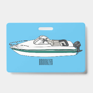 Crachá Ilustração de desenho animado de barco a motor