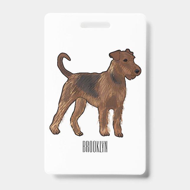 Crachá Ilustração de desenho animado de cão Airedale terr (Front)