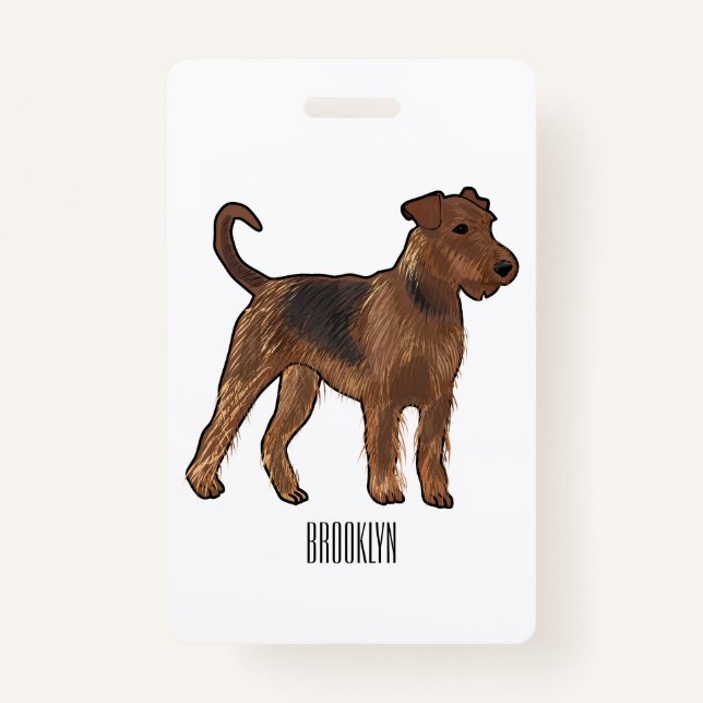 Crachá Ilustração de desenho animado de cão Airedale terr (Frente)