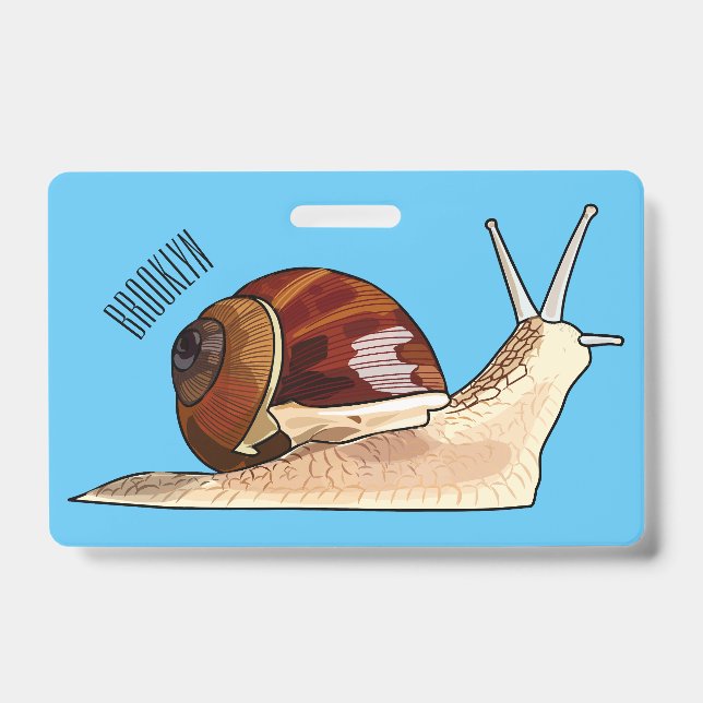 Crachá ilustração de desenho animado de caracol (Frente)