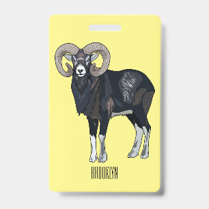 Crachá ilustração de desenho animado de carneiro mouflon