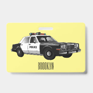Crachá Ilustração de desenho animado de carro da polícia