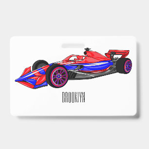 Crachá ilustração de desenho animado de carro de corrida
