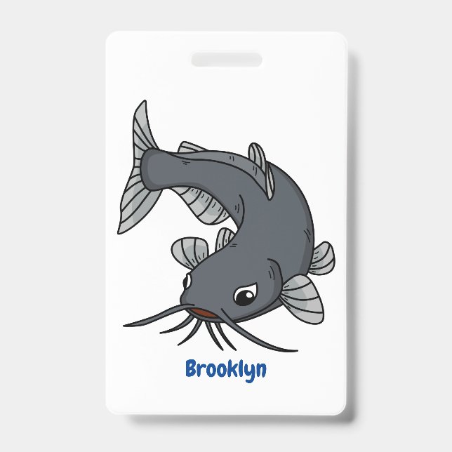 Crachá Ilustração de desenho animado de catfish (Frente)