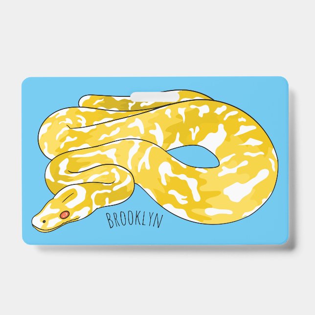 Crachá ilustração de desenho animado de cobra python birm (Frente)