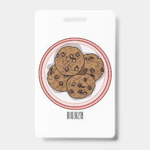 Crachá Ilustração de desenho animado de cookie com gotas