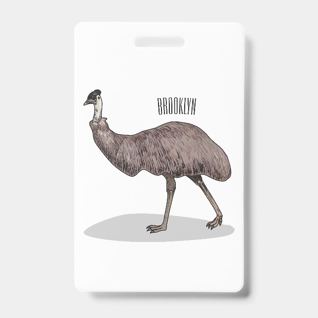 Crachá ilustração de desenho animado de emu  (Frente)