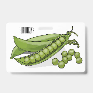 Crachá ilustração de desenho animado de ervilha 