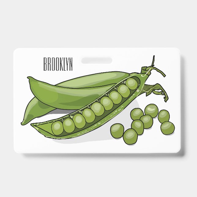 Crachá ilustração de desenho animado de ervilha  (Frente)