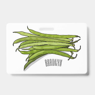 Crachá Ilustração de desenho animado de feijão verde