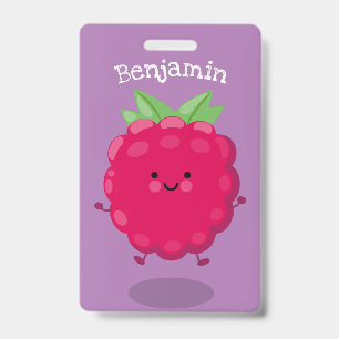 Crachá Ilustração de desenho animado de framboesa fofa e
