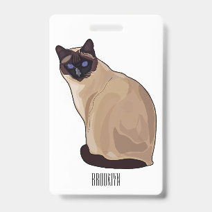 Crachá ilustração de desenho animado de gato siamês 