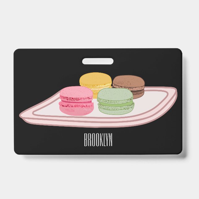 Crachá ilustração de desenho animado de Macaron (Frente)
