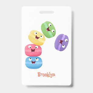 Crachá Ilustração de desenho animado de macarons engraçad