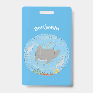 Crachá Ilustração de desenho animado de manta-branca e bo