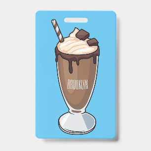 Crachá Ilustração de desenho animado de milkshake de choc