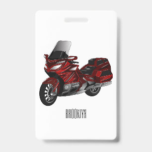 Crachá Ilustração de desenho animado de motocicleta de tu
