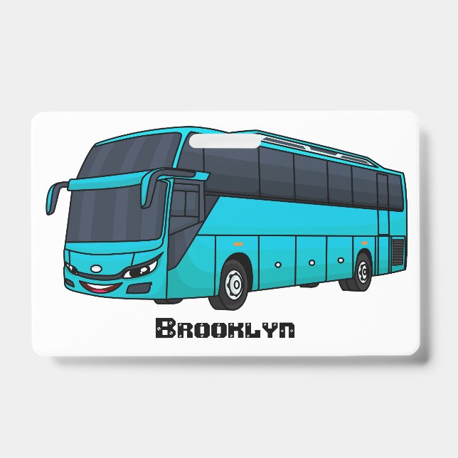 Crachá Ilustração de desenho animado de ônibus de passage (Frente)