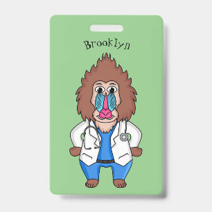 Crachá Ilustração de desenho animado de um mandril médico