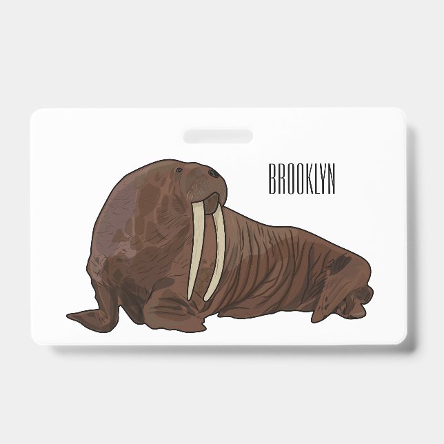 Crachá Ilustração de desenho animado de Walrus (Frente)