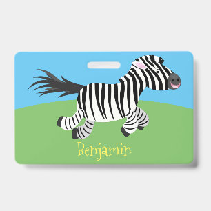 Crachá Ilustração de desenho animado de zebra engraçada e