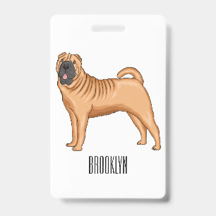 Crachá ilustração de desenho animado do cão Shar-Pei chin