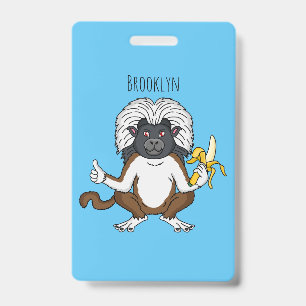 Crachá Ilustração de desenho animado do macaco Tamarin-de