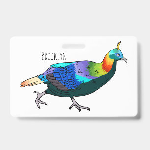 Crachá ilustração de desenho animado do pássaro monal do