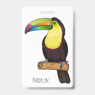 Crachá Ilustração de desenho animado do pássaro tucano-bi