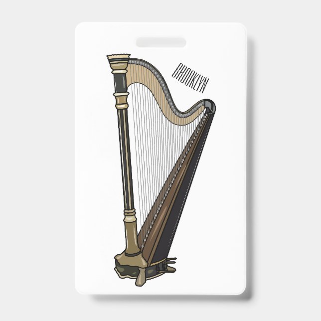 Crachá Ilustração de desenho animado Harp (Frente)