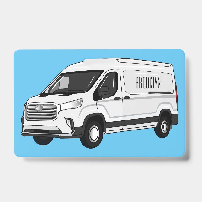 Crachá Ilustração de desenho de carrinha de entrega (Frente)
