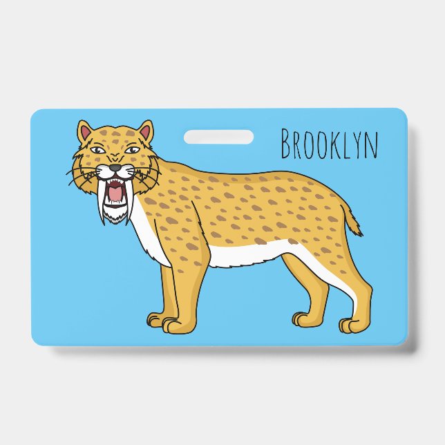 Crachá Ilustração de tigre com dentes de Saber (Frente)