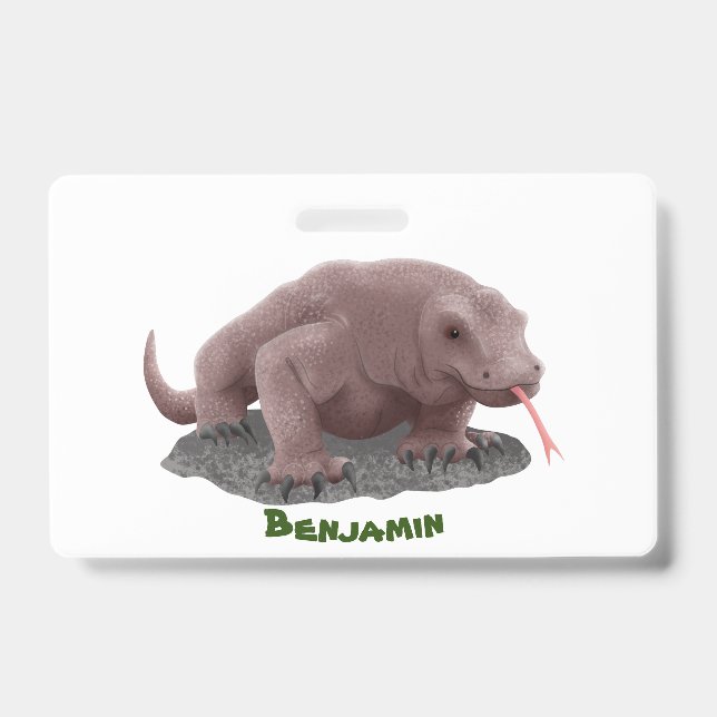Crachá Ilustração do dragão Komodo (Frente)