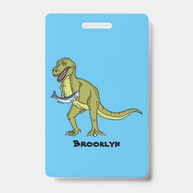 Crachá Ilustração engraçada do dinossauro T rex (Frente)