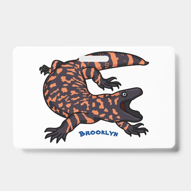 Crachá Imagem de desenho animado de lagarto monstro de gi (Frente)