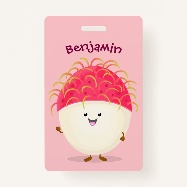 Crachá Imagem de desenho animado rosa-claro (Frente)