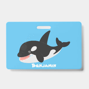 Crachá Imagem engraçada de desenho animado de orca