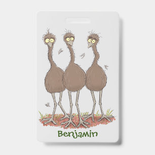 Crachá Imagem engraçada do desenho animado emu trio aust