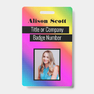Crachá Imagem ID Brilho Neon Modern Rainbow Business Ruim