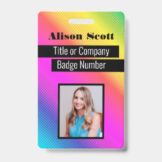 Crachá Imagem ID Brilho Neon Modern Rainbow Business Ruim
