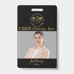 Crachá Imobiliária Elegante Logotipo personalizado preto 