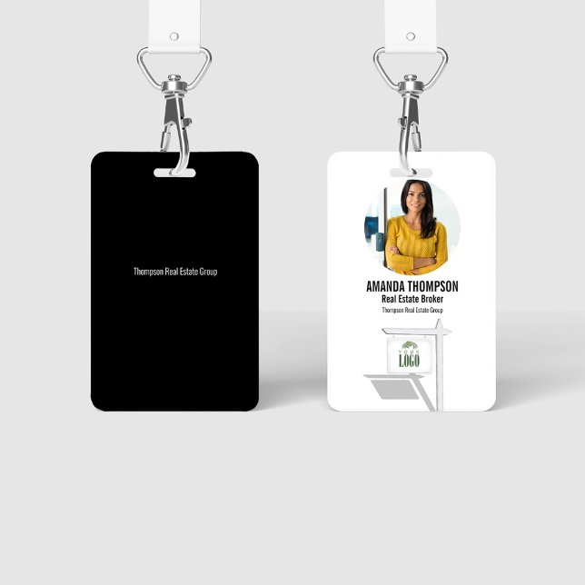 Crachá Imóvel Adicione Seu Logotipo Foto Personalizada (Real Estate badge with photo template.)