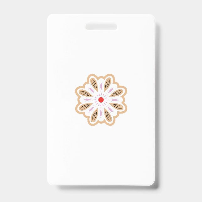 Crachá Impressão de Arte de Flor de Mandala | Decoração B (Frente)