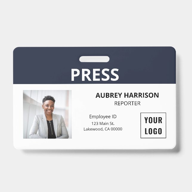 Crachá Imprimir ID de Fotografia Simples (Front)