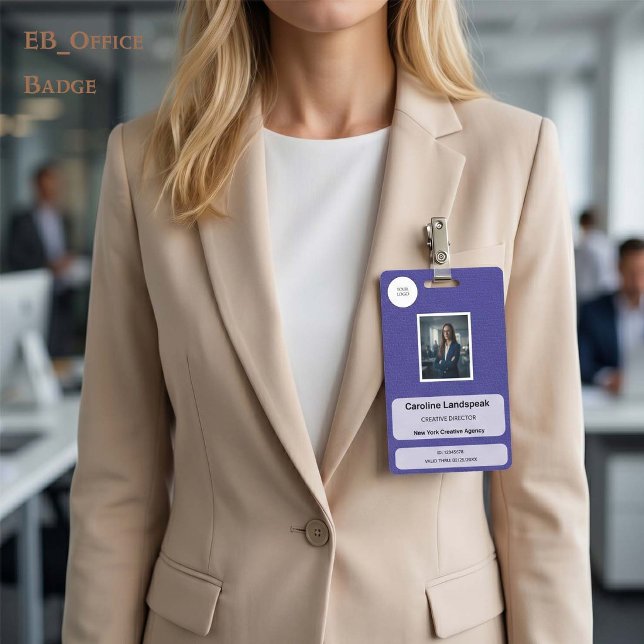 Crachá Indigo Violeta Executivo em Couro Logo Personaliza (Chic Indigo Leather Custom Logo Photo ID Vertical Badge
Size: 2.13” x 3.38”
)