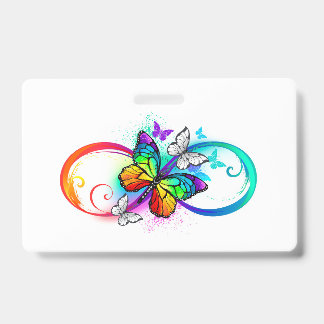 Crachá Infinidade brilhante com borboleta arco-íris