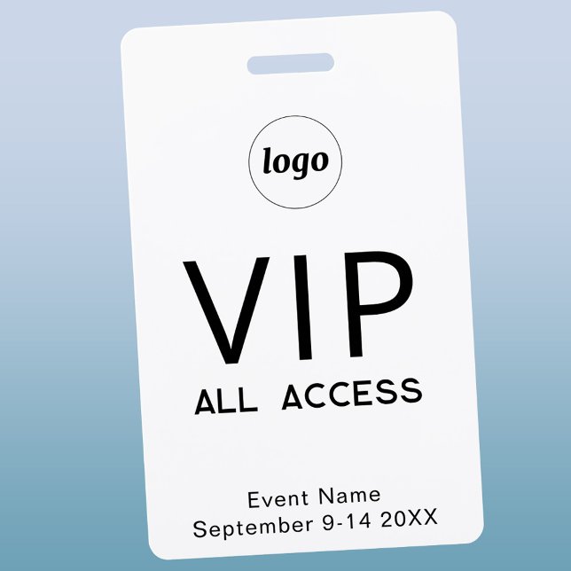 Crachá Ingresso de Acesso Total VIP de Evento com Logo Mi (Simple logo custom text VIP all access ID pass)